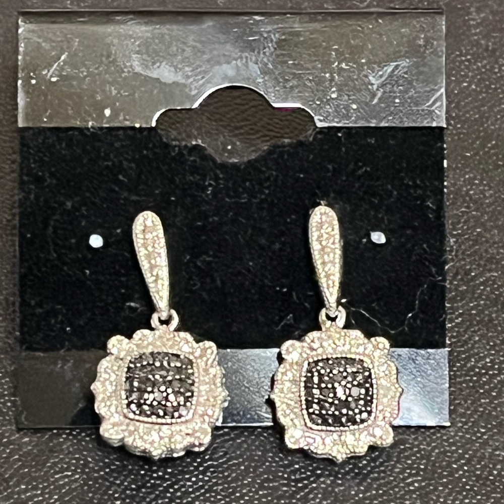 Elegant Black & White Diamond Earrings